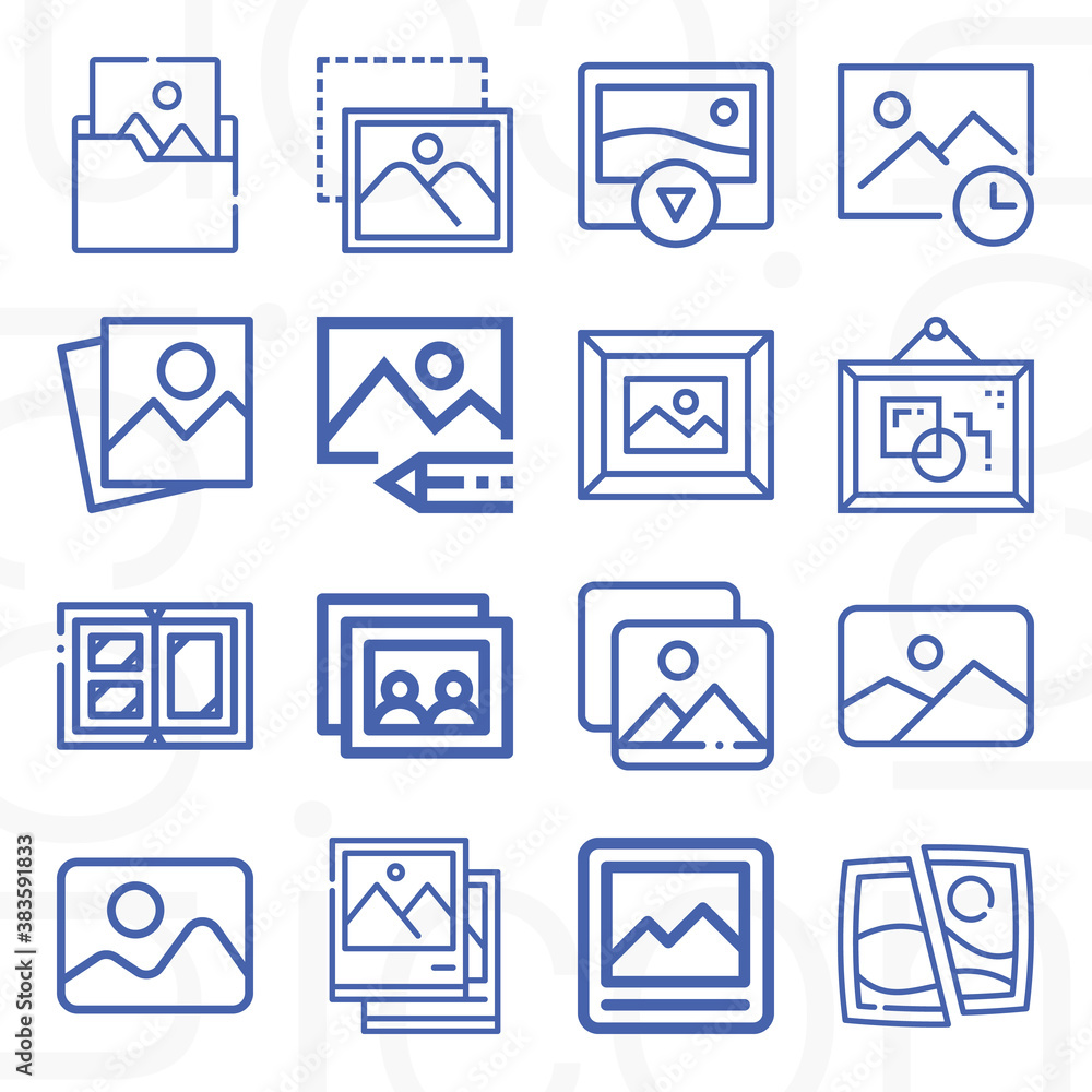 16 pack of photo frame lineal web icons set 16 pack of photo frame lineal web icons set