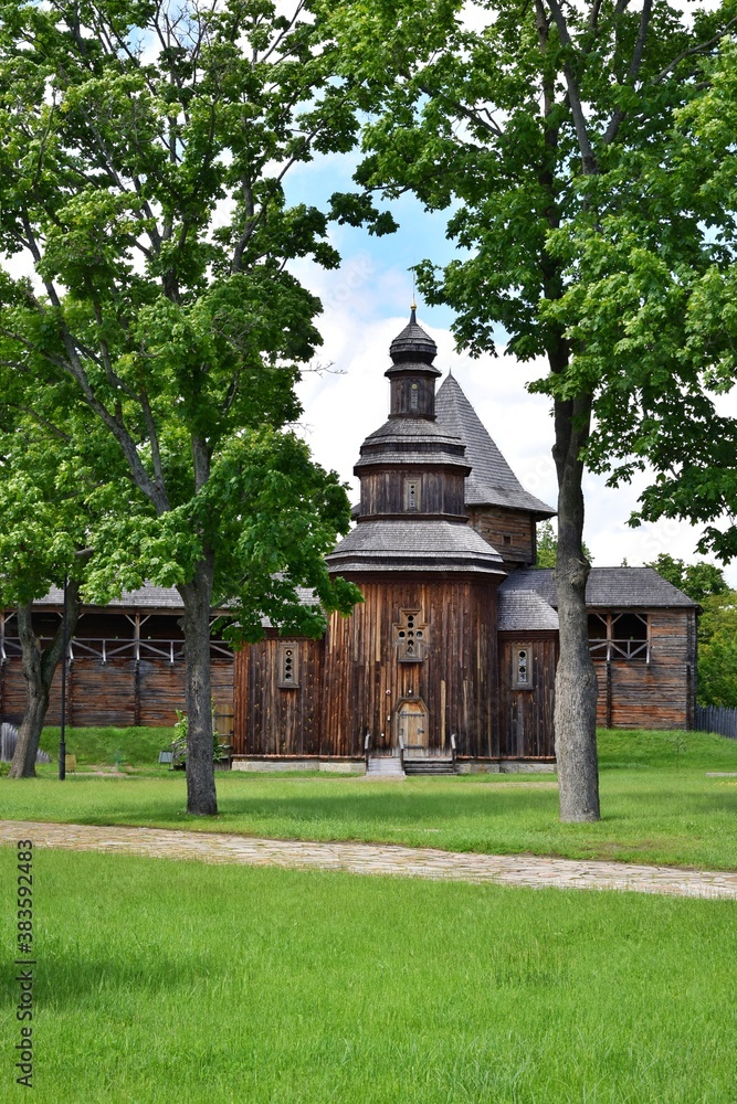Beautiful wooden Church in Cossack fortress, Baturin, Ukraine. Ukrainian landmarks Beautiful wooden Church in Cossack fortress, Baturin, Ukraine. Ukrainian landmarks