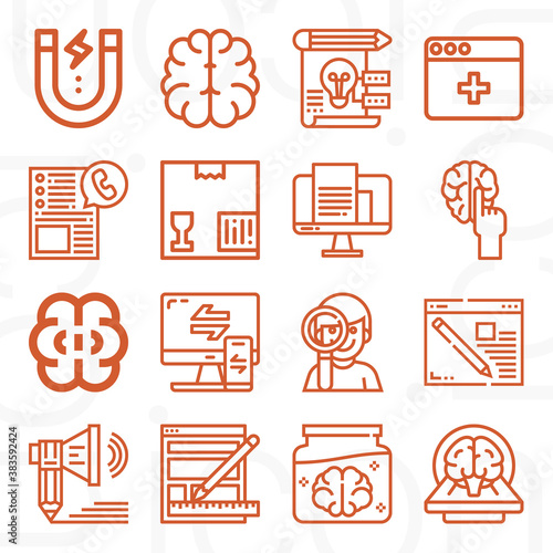 16 pack of cognition  lineal web icons set
