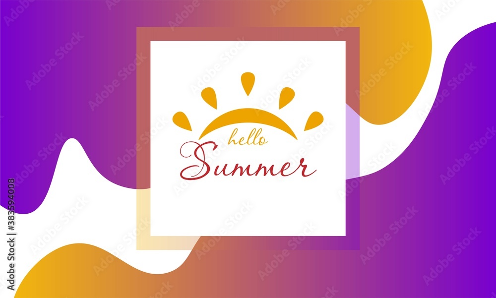 Hello Summer Text Title Poster Design with Realistic 3D Vector Elements and Decorations in Yellow Background. Vector Illustration Hello Summer Text Title Poster Design with Realistic 3D Vector Elements and Decorations in Yellow Background. Vector Illustration