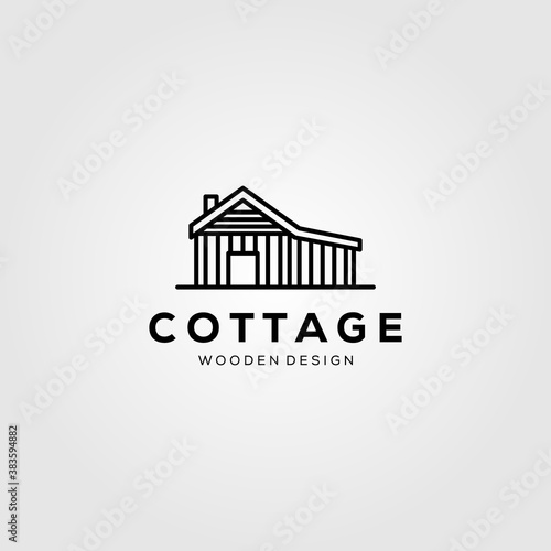 line art cottage village logo vector illustration