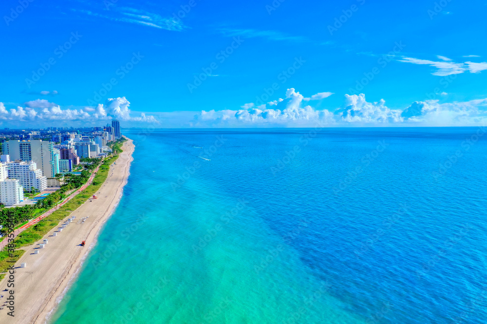 Miami Beach skyline view of beach and ocean