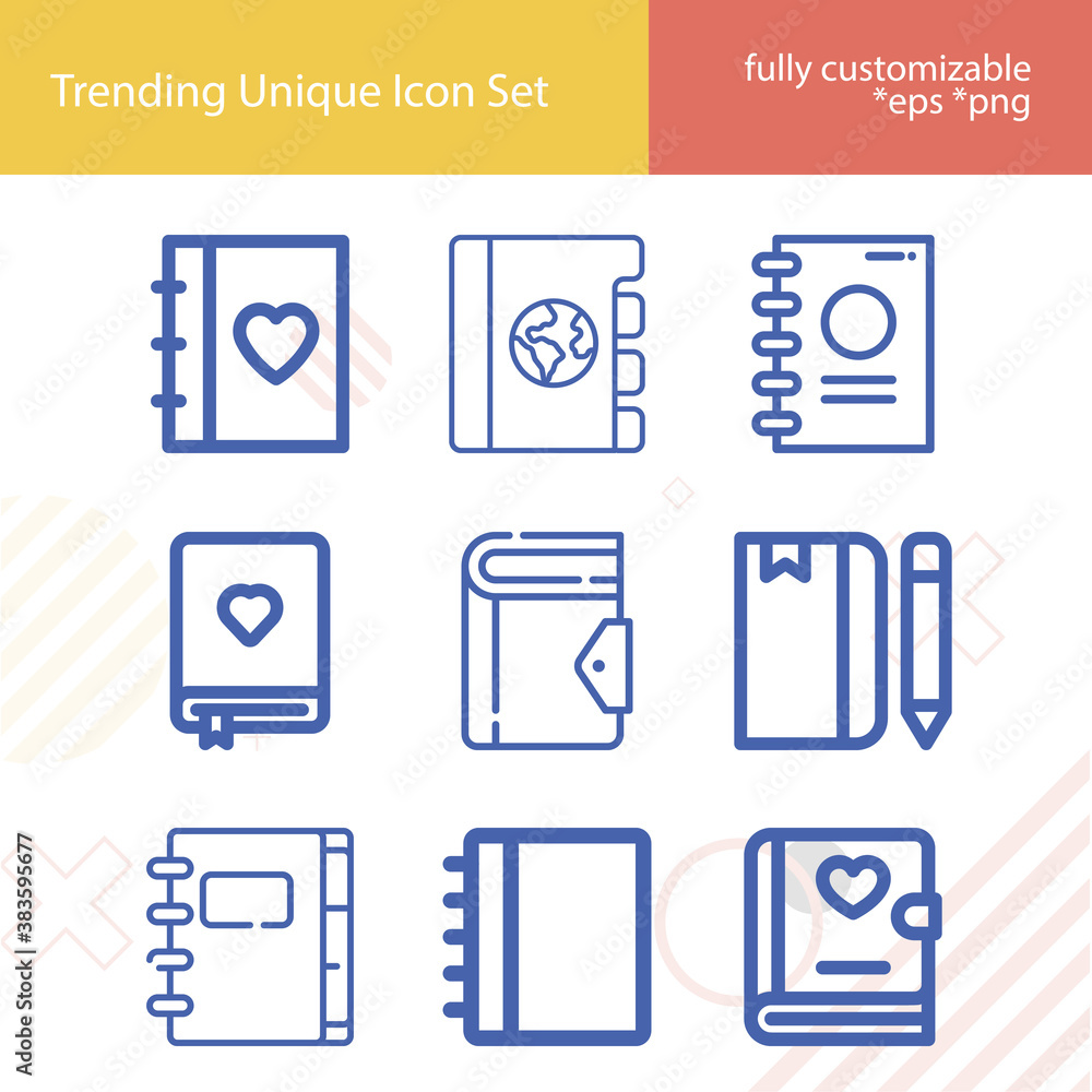 Simple set of diaries related lineal icons. Simple set of diaries related lineal icons.