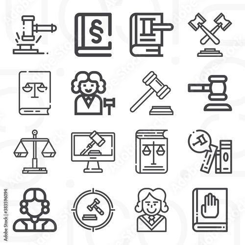 16 pack of lawyer office  lineal web icons set