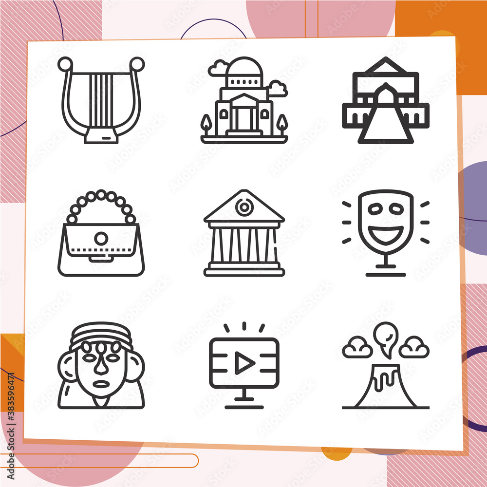 Naklejka premium Simple set of 9 icons related to cultural