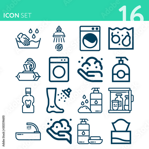 Simple set of 16 icons related to locus