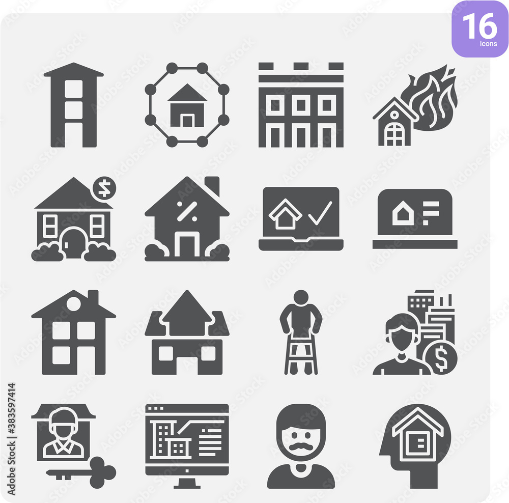 Simple set of complex quantity related filled icons.
