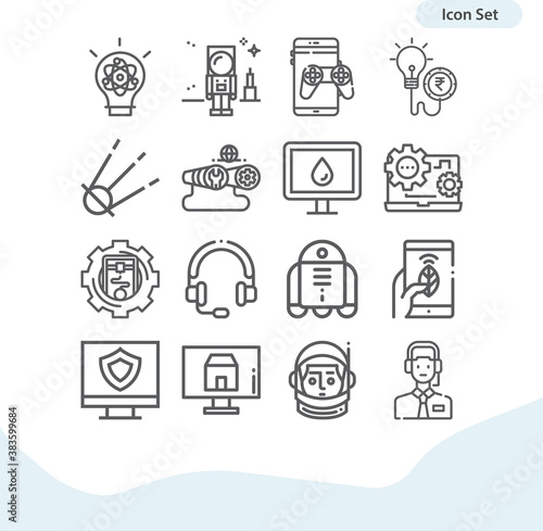 Simple set of technological related lineal icons.