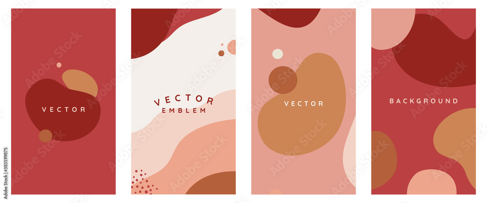 Vector set of abstract creative backgrounds in minimal trendy style with copy space for text -