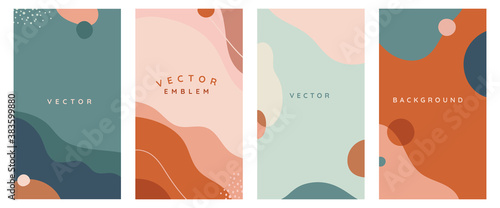 Vector set of abstract creative backgrounds in minimal trendy style with copy space for text -