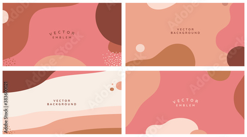 Vector set of abstract creative backgrounds in minimal trendy style with copy space for text -
