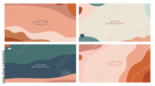 Vector set of abstract creative backgrounds in minimal trendy style with copy space for text -