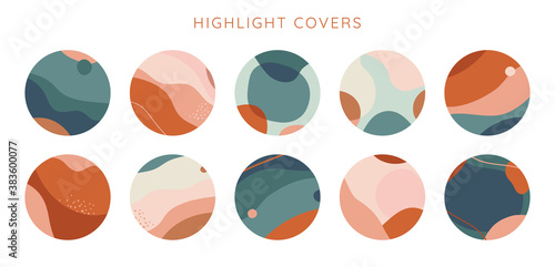 Vector set of abstract creative backgrounds in minimal trendy style with copy space for text -