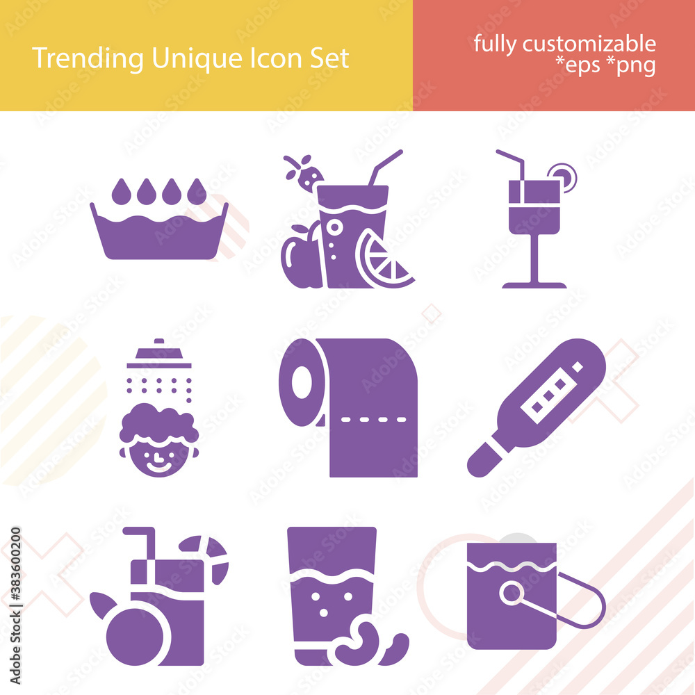 Simple set of tub related filled icons.