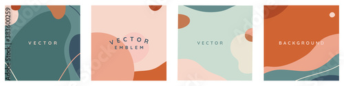 Vector set of abstract creative backgrounds in minimal trendy style with copy space for text -