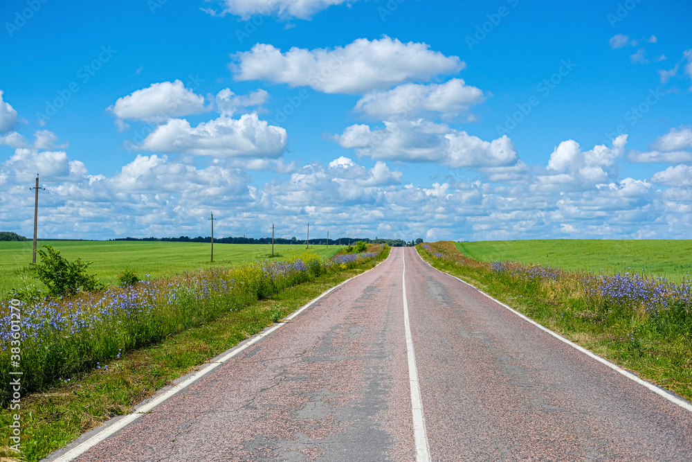 Landscape with the image of a country road