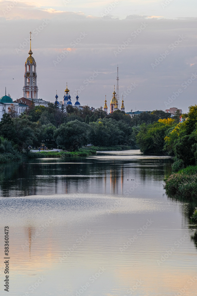 Panorama of Tambov with the image of churchs