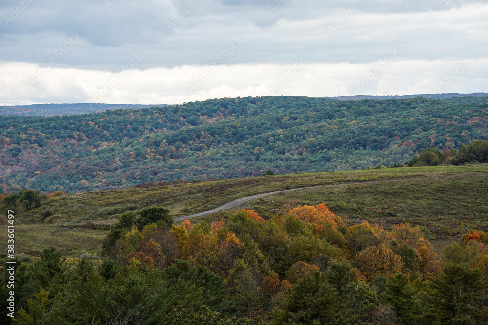 Beautiful scenic view of the mountains in Western Pennsylvania. October, fall foliage.