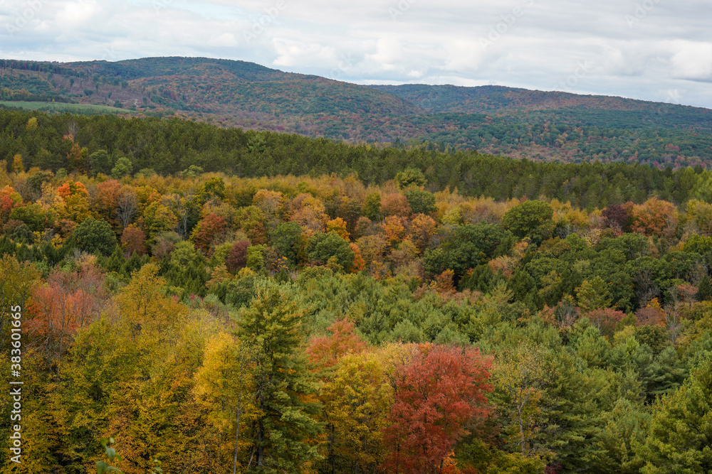 Beautiful scenic view of the mountains in Western Pennsylvania. October, fall foliage.