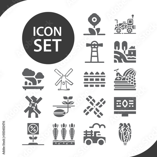 Simple set of agrarian related filled icons.