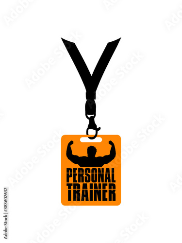 Ausweis Personal Trainer Logo Anhänger Mitarbeiter Halsband Design Bodybuilder 