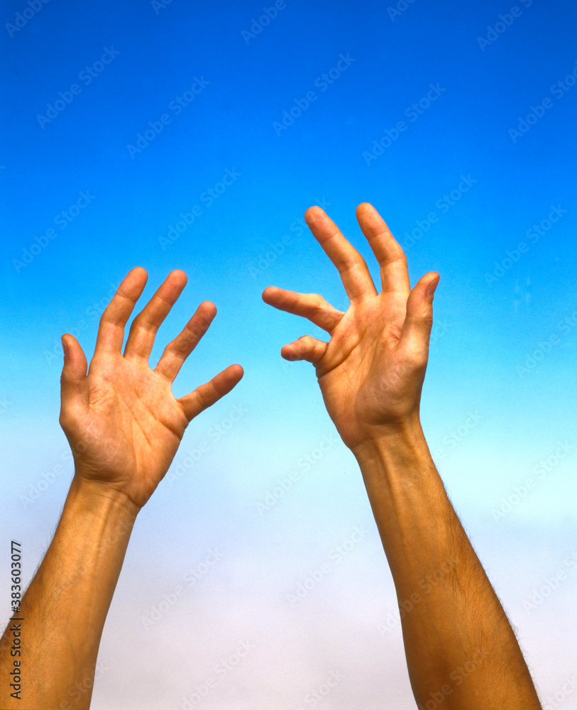 human hands on a blue and white background human hands on a blue and white background