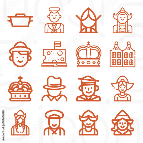 16 pack of south african  lineal web icons set