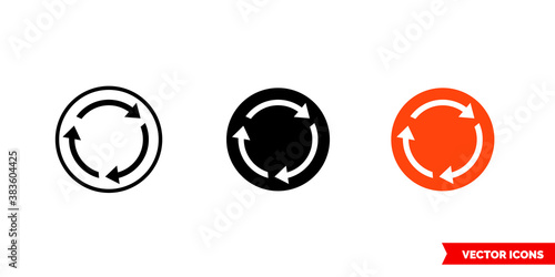 Emergency stop button icon of 3 types color, black and white, outline. Isolated vector sign symbol.