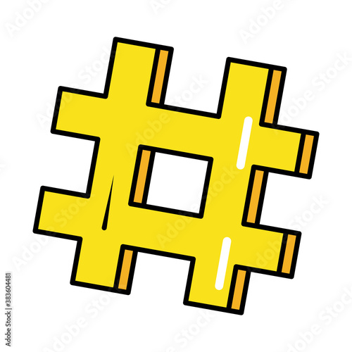 hashtag social media pop art comic style, flat icon