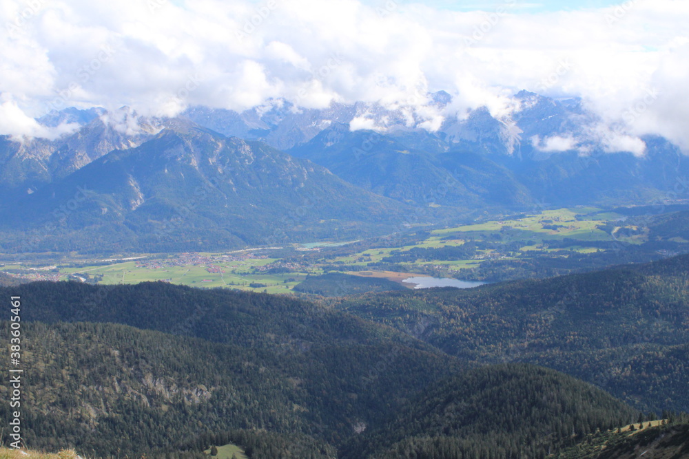 The great view from Krottenkopf Mountain, the highest summit in the Bavarian Estergebirge The great view from Krottenkopf Mountain, the highest summit in the Bavarian Estergebirge