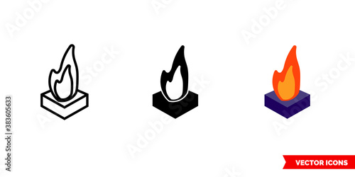 Hex burner icon of 3 types color, black and white, outline. Isolated vector sign symbol.