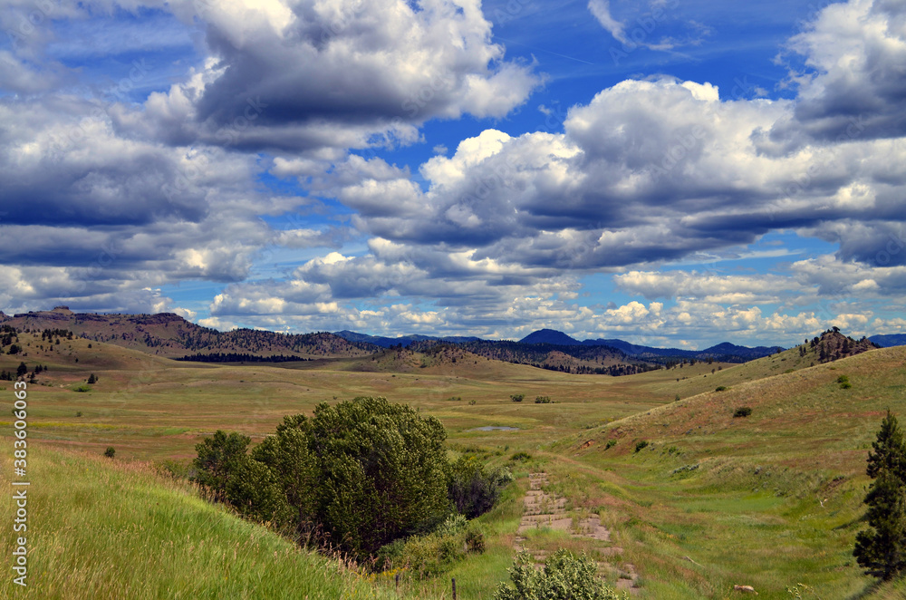 Montana - Drifting Clouds over Scenic Highway 287 Countryside