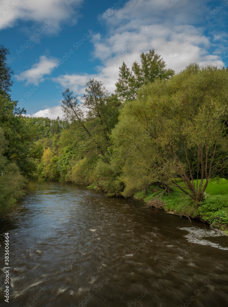 Malse river near Plav village in cloudy autumn day
