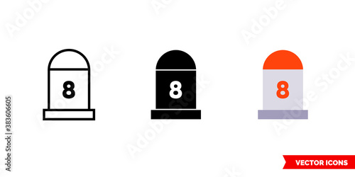 Milestone icon of 3 types color, black and white, outline. Isolated vector sign symbol.