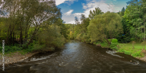 Malse river near Plav village in cloudy autumn day