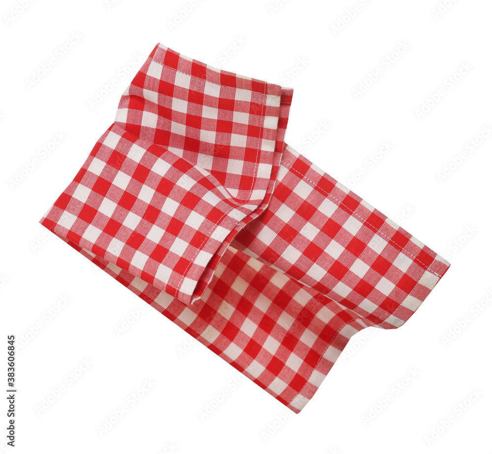 Picnic checkered towel isolated.Dish cloth.Gingham napkin.Checked kitchen tablecloth. Picnic checkered towel isolated.Dish cloth.Gingham napkin.Checked kitchen tablecloth.