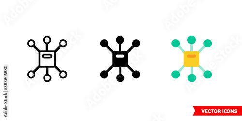 Multichannel icon of 3 types color, black and white, outline. Isolated vector sign symbol.