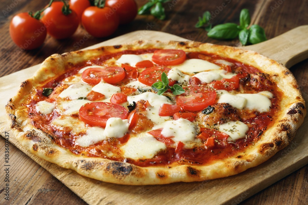 Fresh Homemade Italian Pizza Margherita with buffalo mozzarella and basil Fresh Homemade Italian Pizza Margherita with buffalo mozzarella and basil
