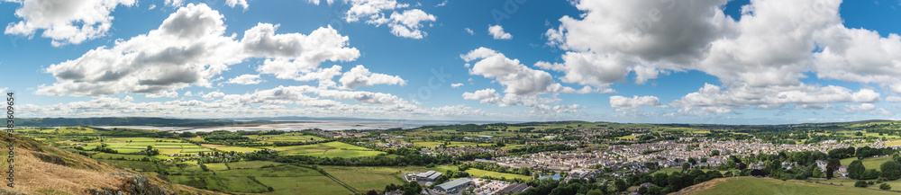 Panoramic View from the top of Hoad Hill looking out across the town of Ulverston in Cumbria
