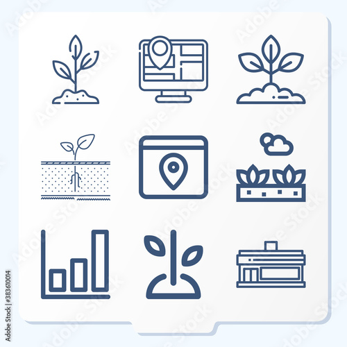 Simple set of 9 icons related to proximity