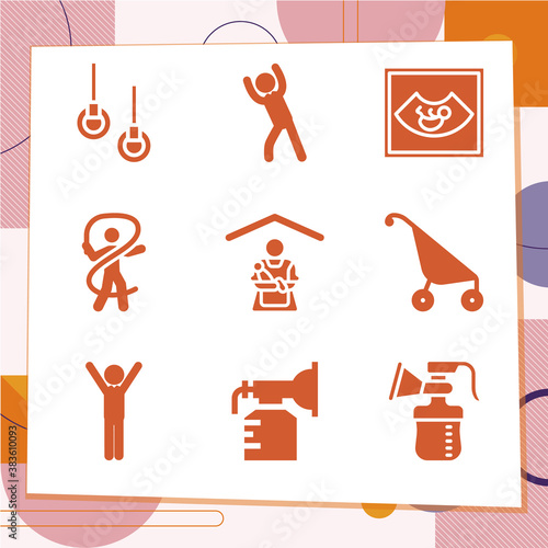 Simple set of 9 icons related to grandparents