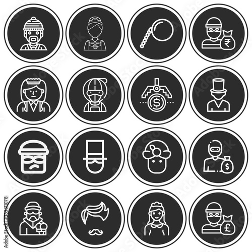 16 pack of thief  lineal web icons set