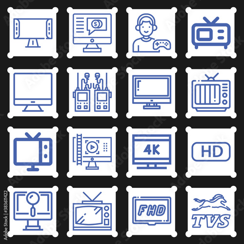 16 pack of idiot box  lineal web icons set