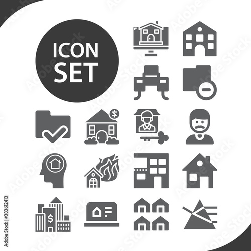 Simple set of tangible related filled icons.