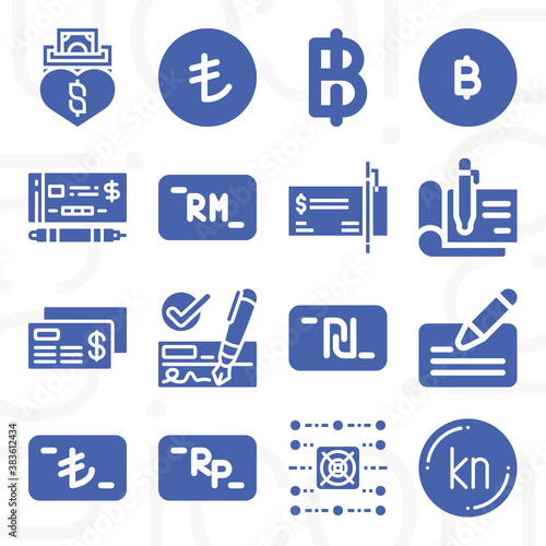 16 pack of cashing  filled web icons set