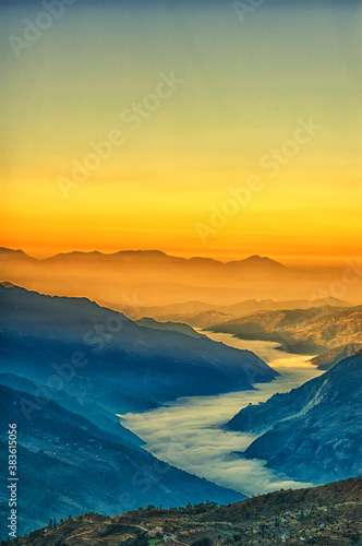 View from kalinchok Photeng towards the Kathmandu valley photo