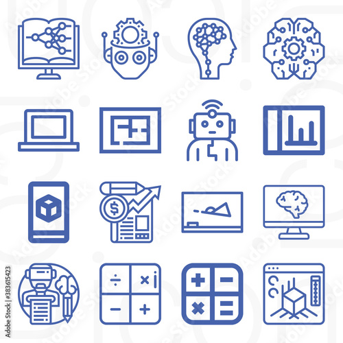 16 pack of computational  lineal web icons set
