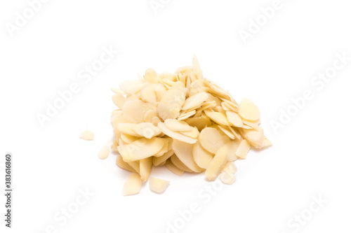 Almond slices isolated on white background