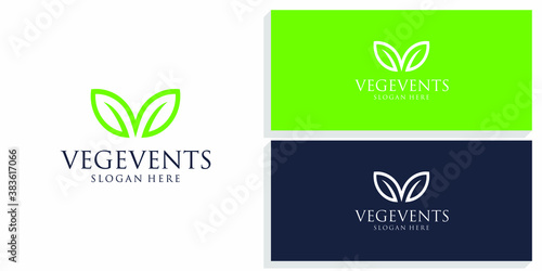green leaf design logo vector premium