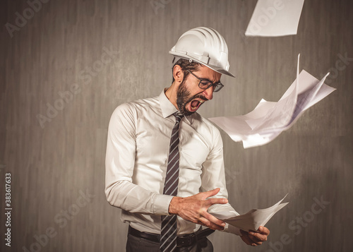 Engineer launches work documents.